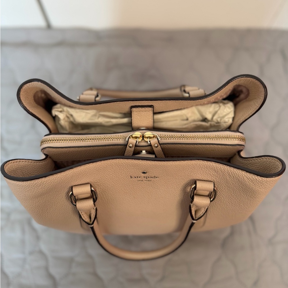 kate spade New York Pebbled Leather Satchel in WarmBeige - Picture 3 of 8